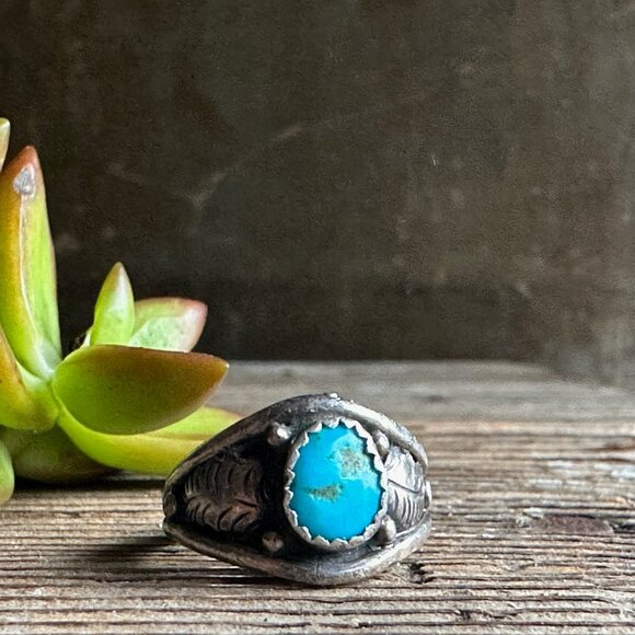 Navajo Sterling Turquoise Ring | Size 6.5 | Southwestern Native American - Picture 3 of 7